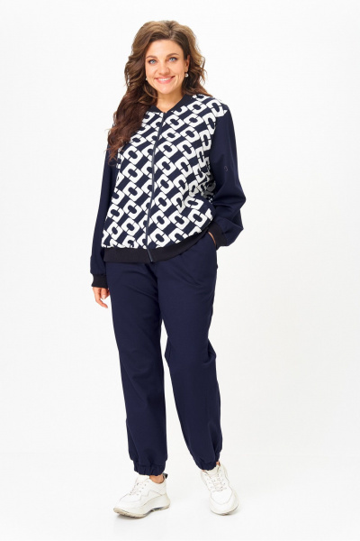 Брюки, бомбер Solomeya Lux 946/449С синий_с_белым_геометрия - фото 4