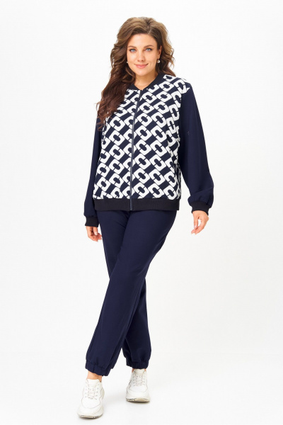 Брюки, бомбер Solomeya Lux 946/449С синий_с_белым_геометрия - фото 3