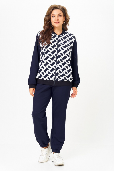 Брюки, бомбер Solomeya Lux 946/449С синий_с_белым_геометрия - фото 1