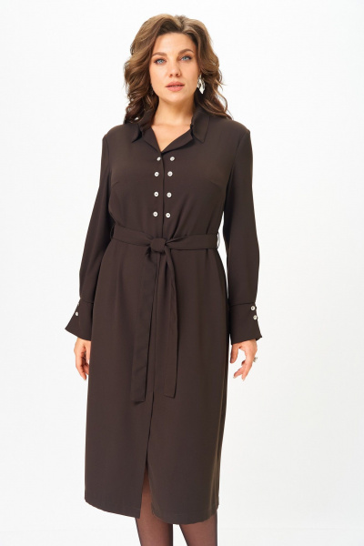 Платье ANASTASIA MAK 1296 коричневый - фото 1
