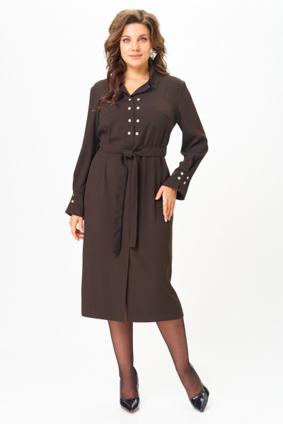 Платье ANASTASIA MAK 1296 коричневый - фото 8