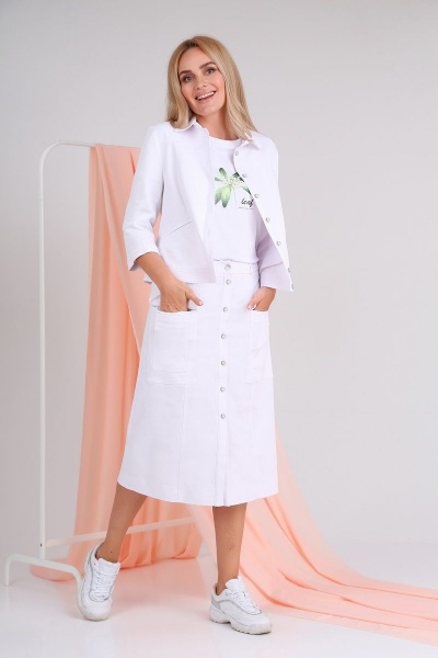Жакет, топ, юбка Ивелта плюс 3621 белый - фото 1