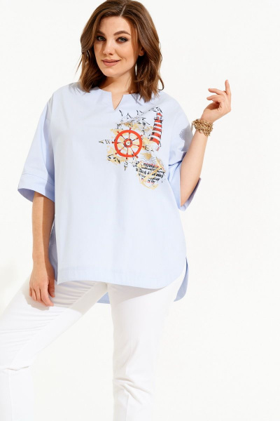 Рубашка ELLETTO old 3482 бело-голубой - фото 2