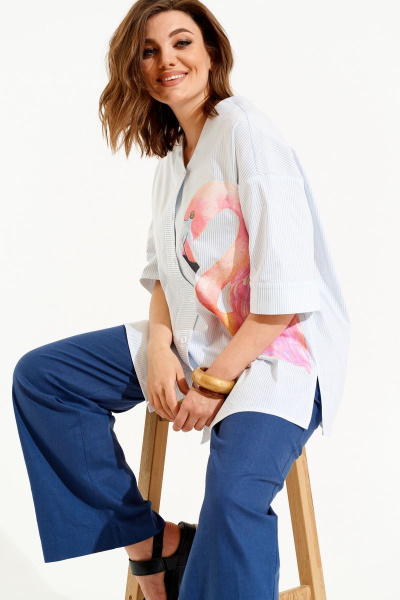 Рубашка ELLETTO old 3485 бело-голубой - фото 2