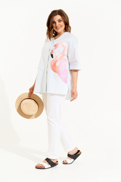 Рубашка ELLETTO old 3485 бело-голубой - фото 6