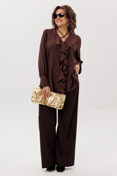 Брюки Anelli 1702 блестящий каштан - фото 7