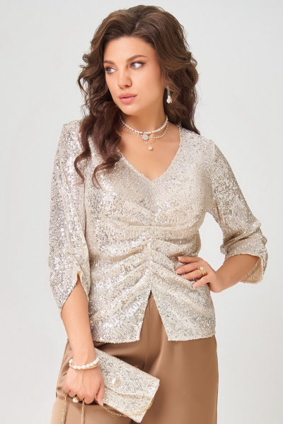 Блуза, брюки Fita 3212 золотисто-бежевый - фото 3