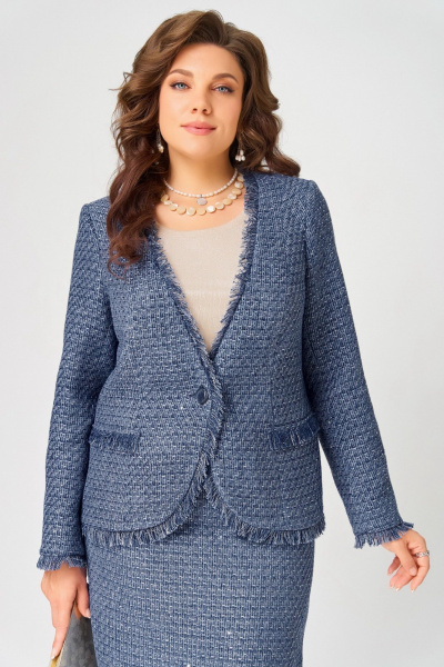 Блуза, жакет, юбка Fita 4055 бежево-синий - фото 6