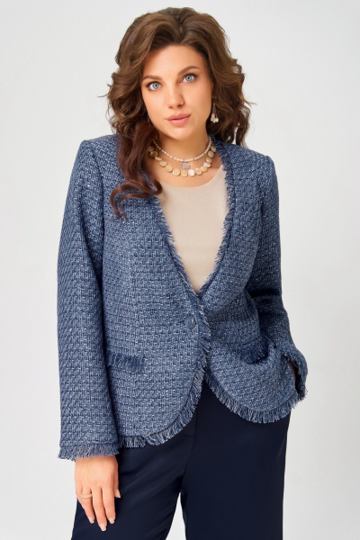 Брюки, жакет, топ Fita 4056 бежево-синий - фото 6