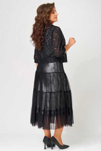 Болеро, топ, юбка Fita 4141 черно-серебристый - фото 7