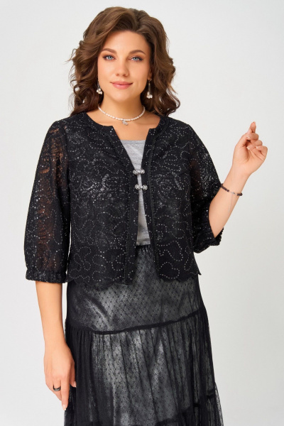 Болеро, топ, юбка Fita 4141 черно-серебристый - фото 5