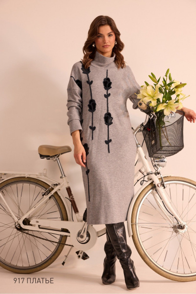 Платье NiV NiV fashion 917 серый - фото 1