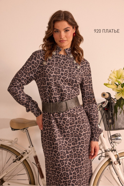 Платье NiV NiV fashion 920 серый-леопард - фото 4