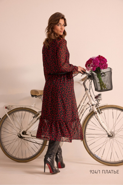 Платье NiV NiV fashion 924/1 чёрный_в_красный_горошек - фото 2