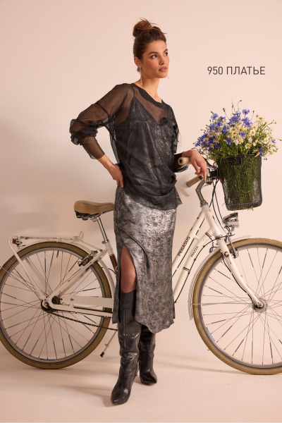 Платье NiV NiV fashion 950 серый - фото 1