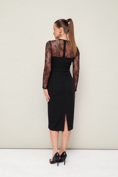 Черное платье-футляр с воротником и съемным воротничком PUR PUR 11-335 - фото 7