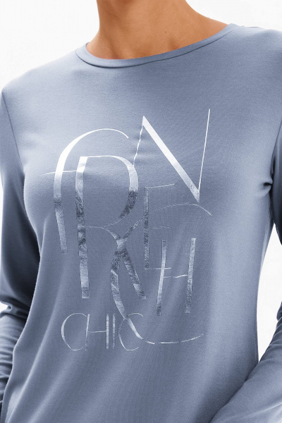 Лонгслив Nelva 23489 серо-голубой - фото 5