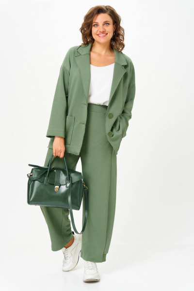 Брюки, жакет Anastasia 1299 олива - фото 2