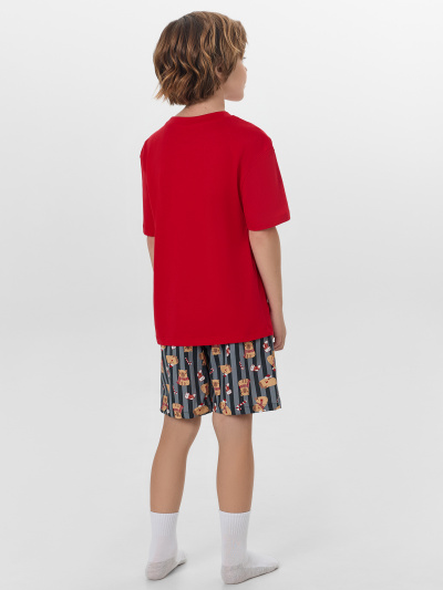 Футболка, шорты Mark Formelle 563329/25-33882ПП-14 спелая_вишня_капибары_на_графитовой_полоске_3_сл_ - фото 3