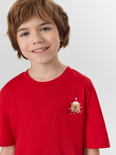 Футболка, шорты Mark Formelle 563329/25-33882ПП-14 спелая_вишня_капибары_на_графитовой_полоске_3_сл_ - фото 6