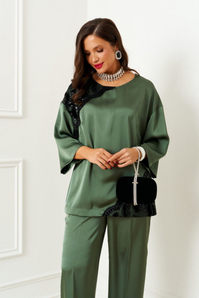 Блуза, брюки Beautiful&Free 6401 шалфей - фото 5