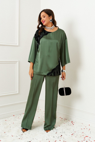 Блуза, брюки Beautiful&Free 6401 шалфей - фото 3