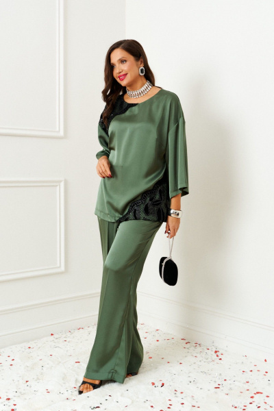 Блуза, брюки Beautiful&Free 6401 шалфей - фото 2