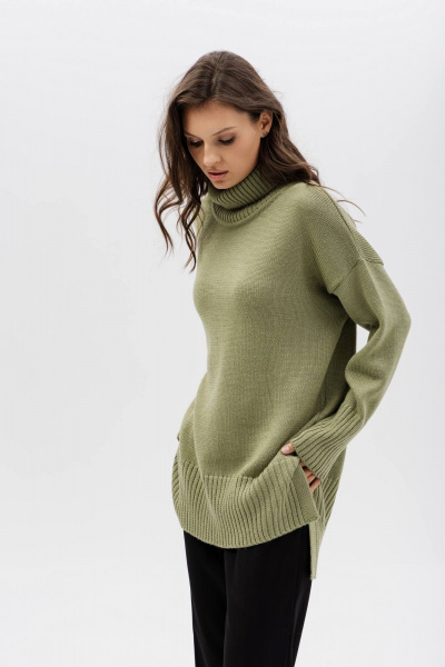 Свитер Romgil РВ0416-ШЕ5 светло-оливковый - фото 6