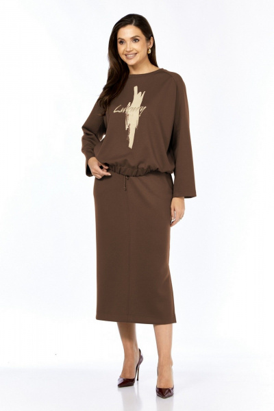 Джемпер, юбка Милора-стиль 1376 кофе_с_молоком - фото 1