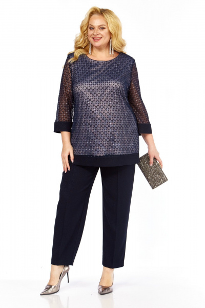 Блуза Элль-стиль 2435/1а темно-синий - фото 2
