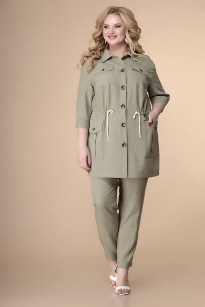 Блуза, брюки, жакет Romanovich Style 3-2161 хаки/белый - фото 4