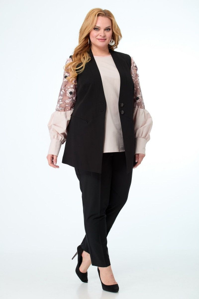 Демисезонный жилет полуприлегающего силуэта с карманами и застежкой Anelli 1037 черный - фото 6