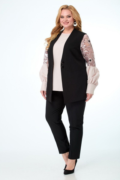 Демисезонный жилет полуприлегающего силуэта с карманами и застежкой Anelli 1037 черный - фото 2