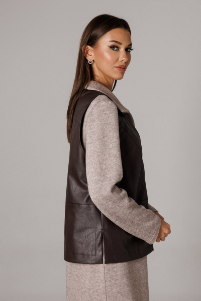 Жилет, платье Ларс Стиль 1175 бежевый,шоколадный - фото 4