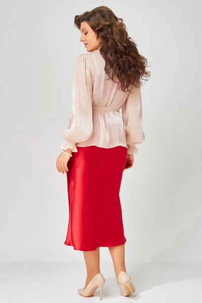 Платье, туника Fita 3194  красный+пудра - фото 9