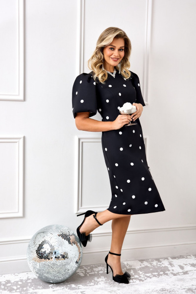 Платье AGATTI 5888 черный_с_белым_горохом - фото 9
