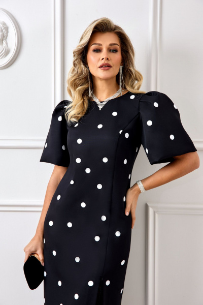 Платье AGATTI 5888 черный_с_белым_горохом - фото 8