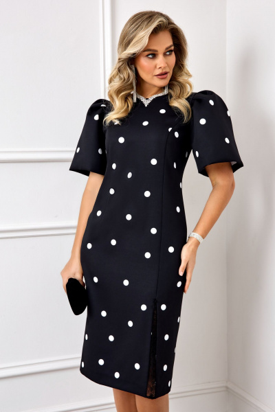 Платье AGATTI 5888 черный_с_белым_горохом - фото 6