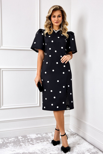 Платье AGATTI 5888 черный_с_белым_горохом - фото 2