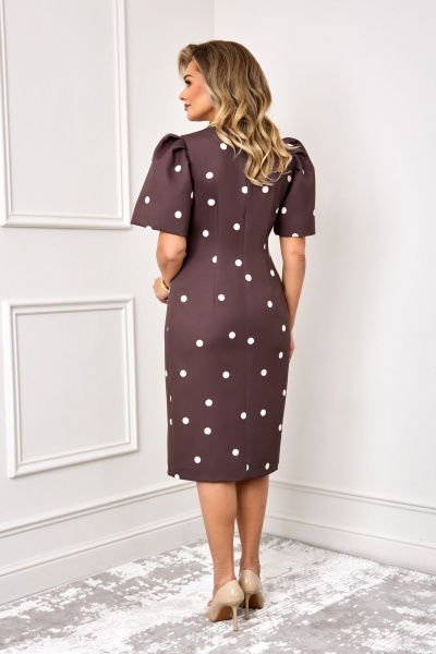 Платье AGATTI 5888-1 шоколадный_с_молочным_горохом - фото 7