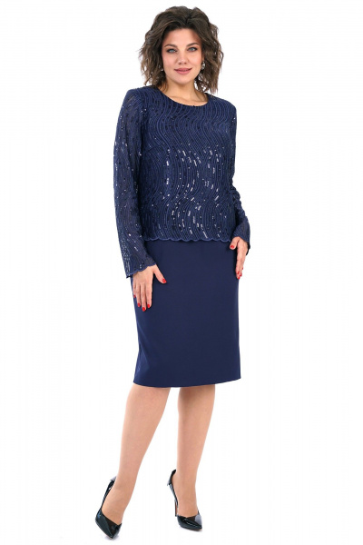 Платье Alani Collection 2458 синий - фото 4