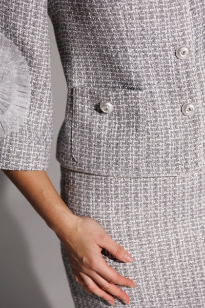 Жакет, юбка Мода Юрс 25-2943 серый - фото 5