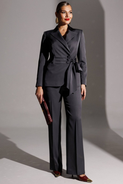 Брюки, жакет Мода Юрс 25-2938 серый - фото 1