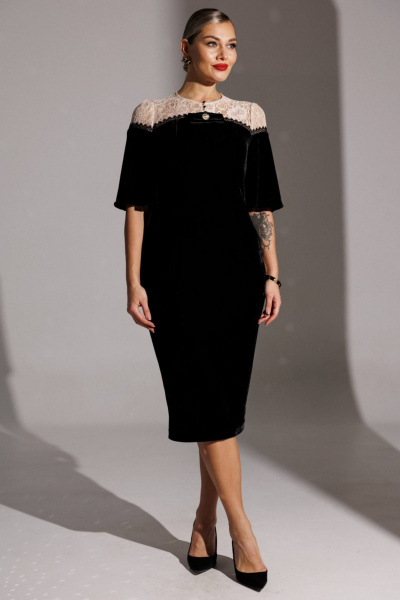 Платье Мода Юрс 25-2874 черный_бежевый - фото 5