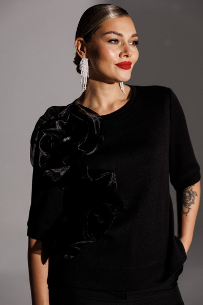 Блуза, брюки Мода Юрс 25-2883 черный - фото 4