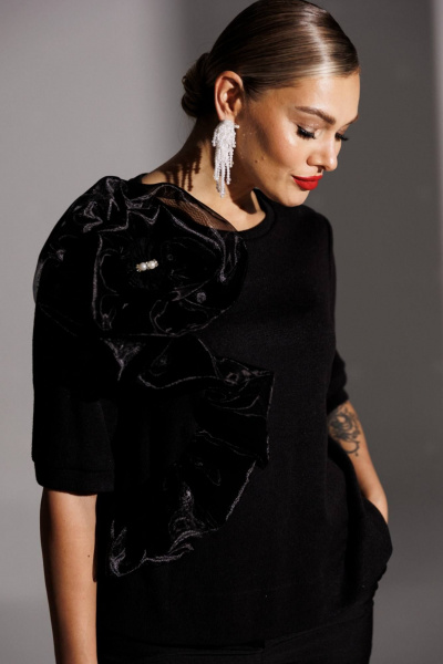 Блуза, брюки Мода Юрс 25-2883 черный - фото 3