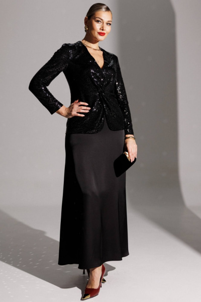 Жакет, юбка Мода Юрс 25-2881 черный - фото 2