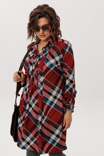 Платье Anelli 1769 бордовая_шотландка - фото 8