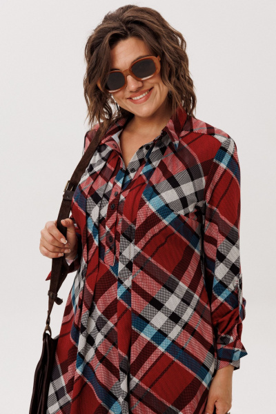 Платье Anelli 1769 бордовая_шотландка - фото 7