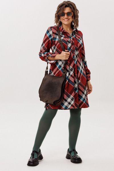 Платье Anelli 1769 бордовая_шотландка - фото 5